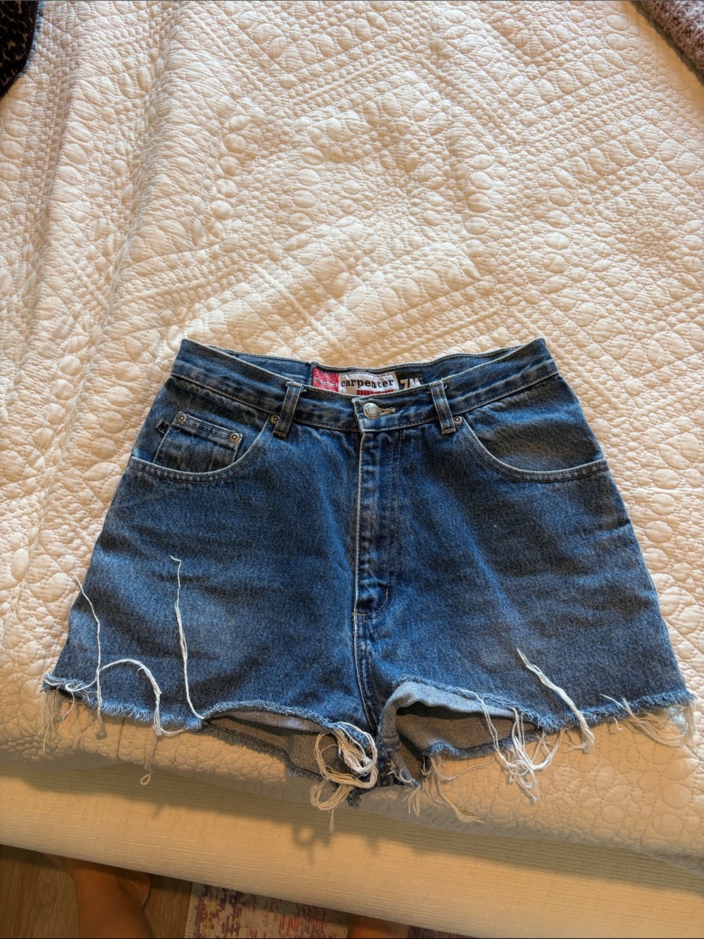 High-Rise Blue Denim Shorts